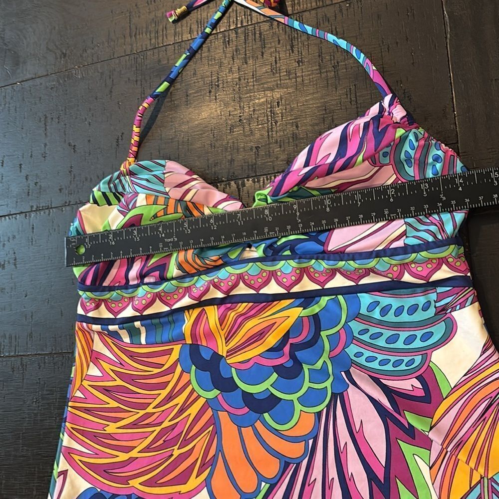 Trina Turk Paradise Plume Tankini Colorful Halter Top Size 6 - Picture 8 of 10